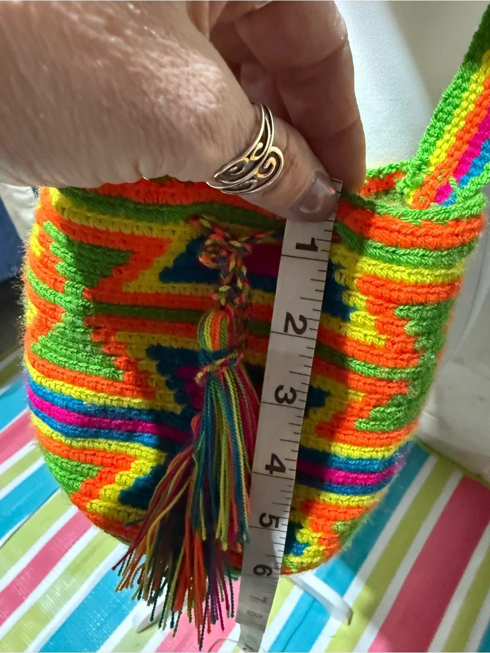 Handwoven Rainbow Crossbody Bucket Bag - Multicolor